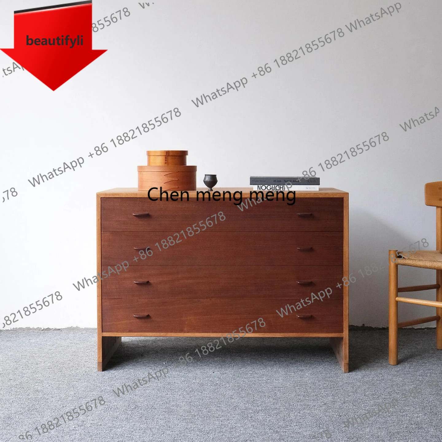 

X188 Средневековый обеденный боковой шкаф из цельного дерева, современный простой дизайнерский шкафчик для гостиной, спальни, шкаф с ящиком