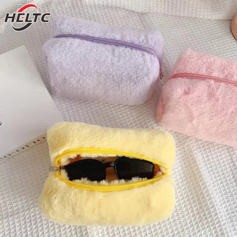 Plush Makeup Bags For Women Soft Travel Cosmetic Bag Organizer Case Young Lady Girls Make Up Case Necessaries Clutch Bag