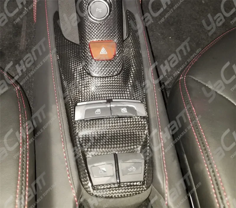 Car-Styling Dry Carbon Fiber Center Console Base Panel Fit For 2015-2019 F488 GTB & Spider Center Console Base Panel
