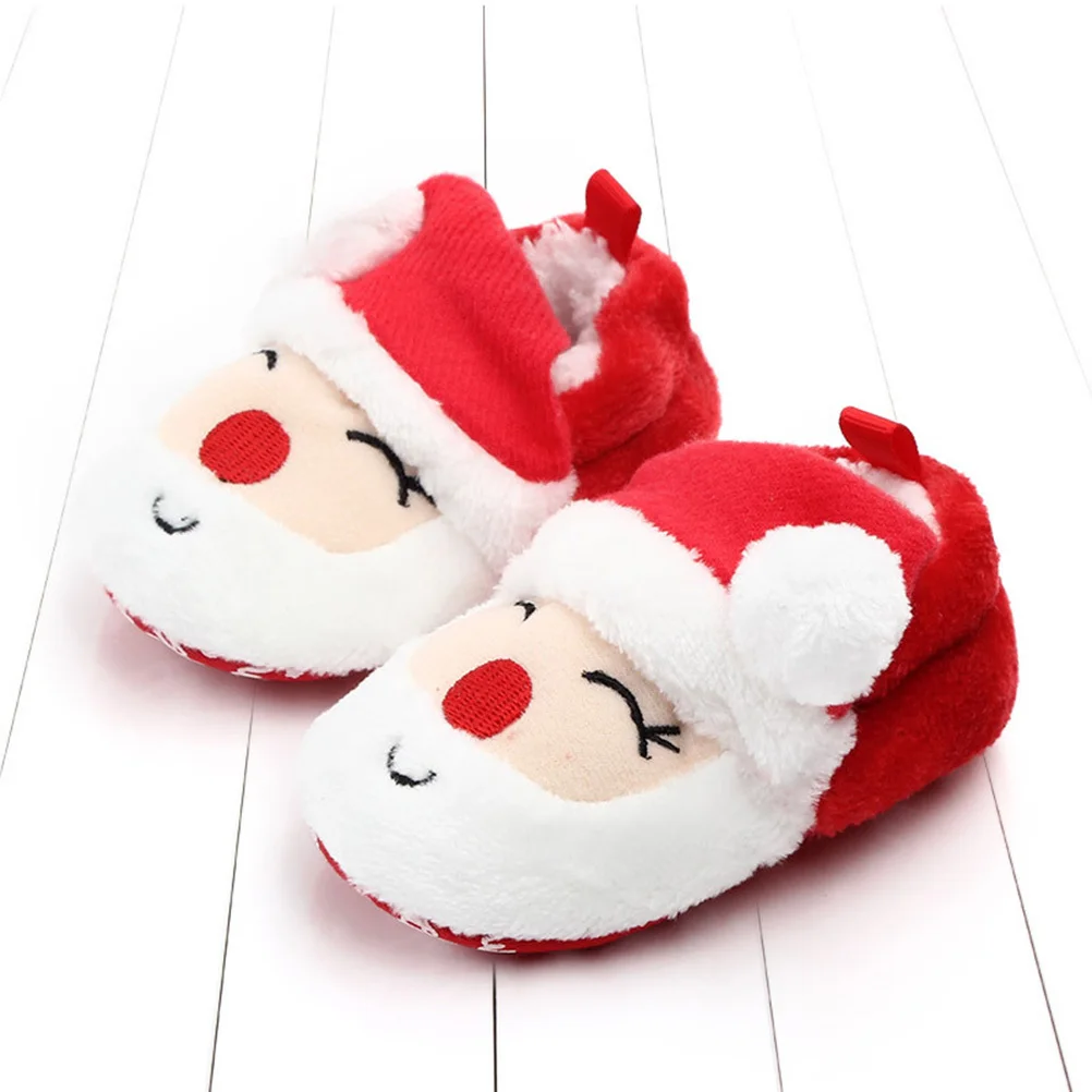 

1Pair Newborn Baby Shoes Cute Snowman Socks Soft Breathable Elastic Non-Slip Sole Warm Autumn Winter Prewalker Shoes Red White