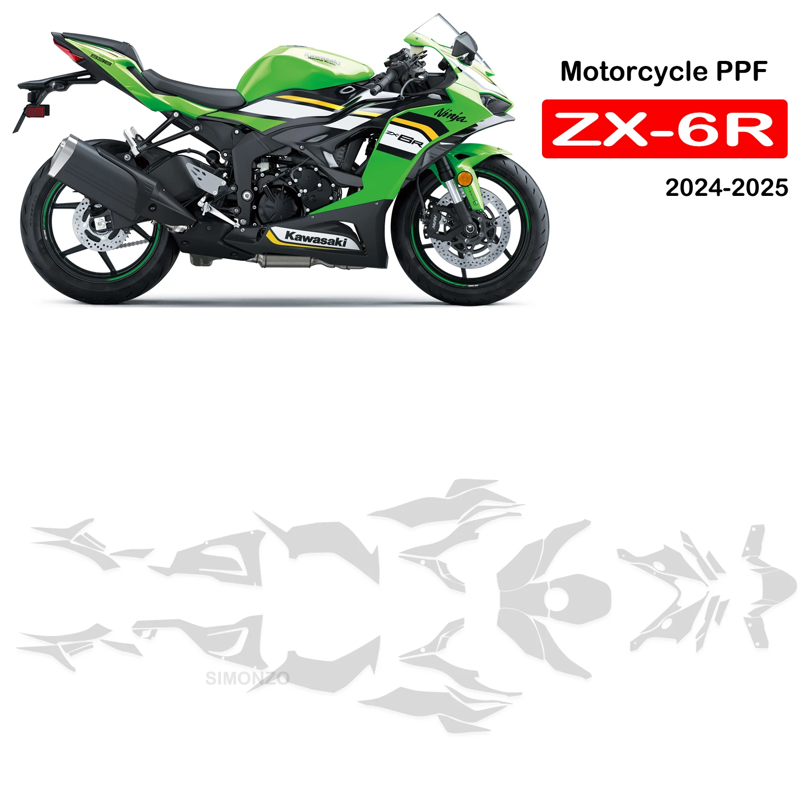 

2025 для Kawasaki Ninja ZX 6R PPF, защитная пленка для краски из ТПУ, прозрачная защитная пленка для обтекателя, устойчивая к ультрафиолетовому излучению