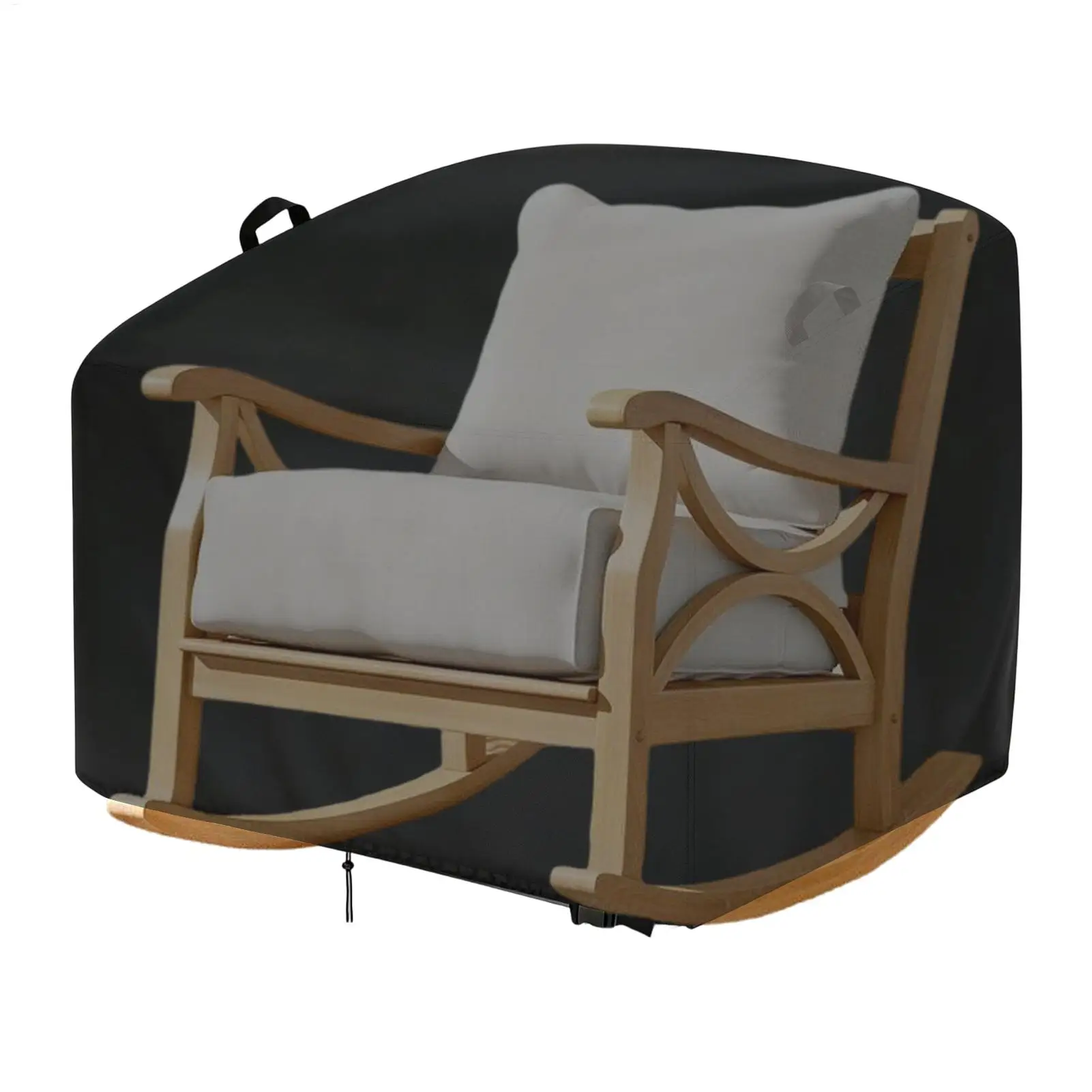 Waterproof All Weather Rocking Chair Cover With Bottom Drawstring Windproof Outdoor Furniture Protector For Porch Balcony