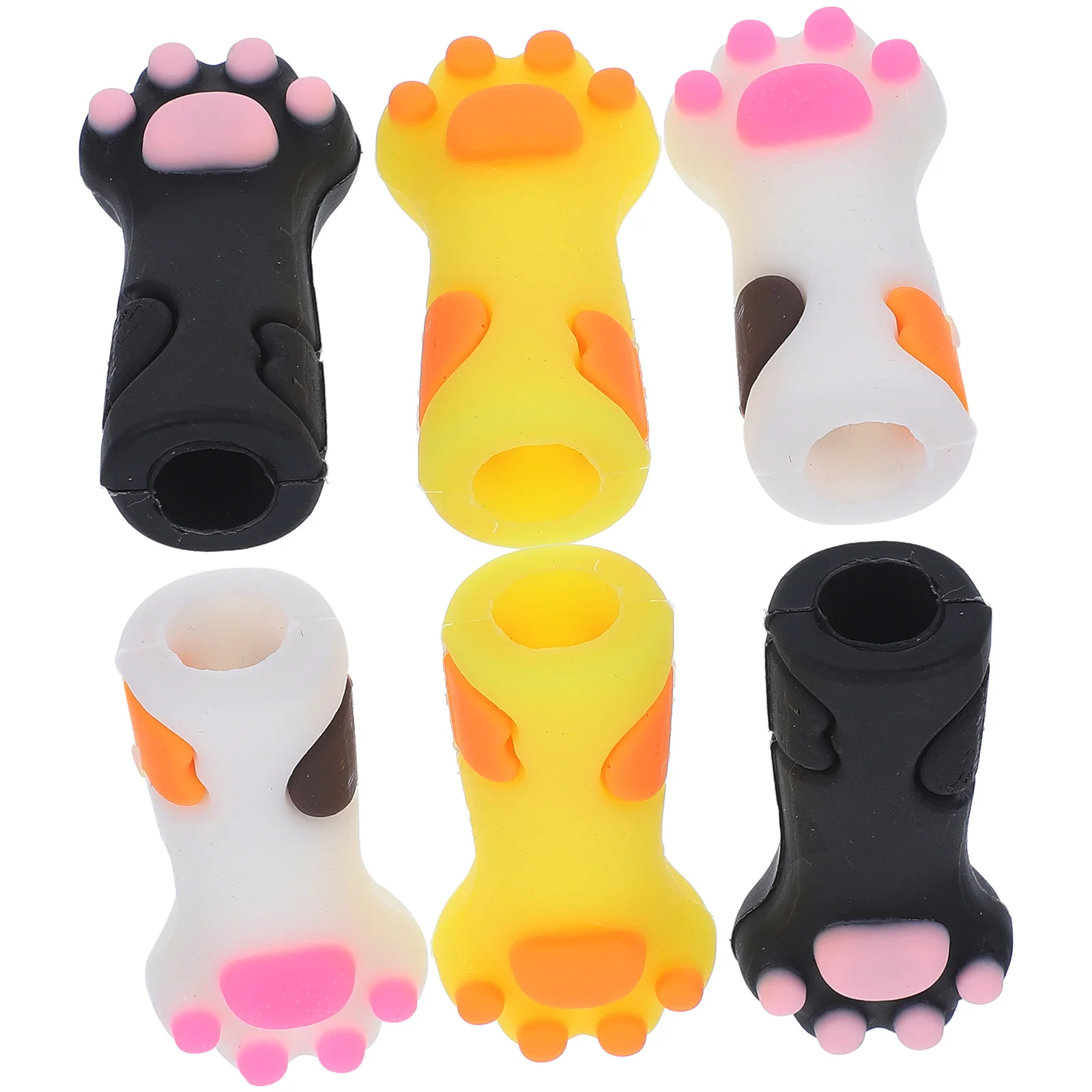 

6pcs Cat Paw Dead Skin Tweezers Caps Silicone Cuticle Nipper Protective Covers Scissor Holders Pedicure Tool Storage Bag Durable