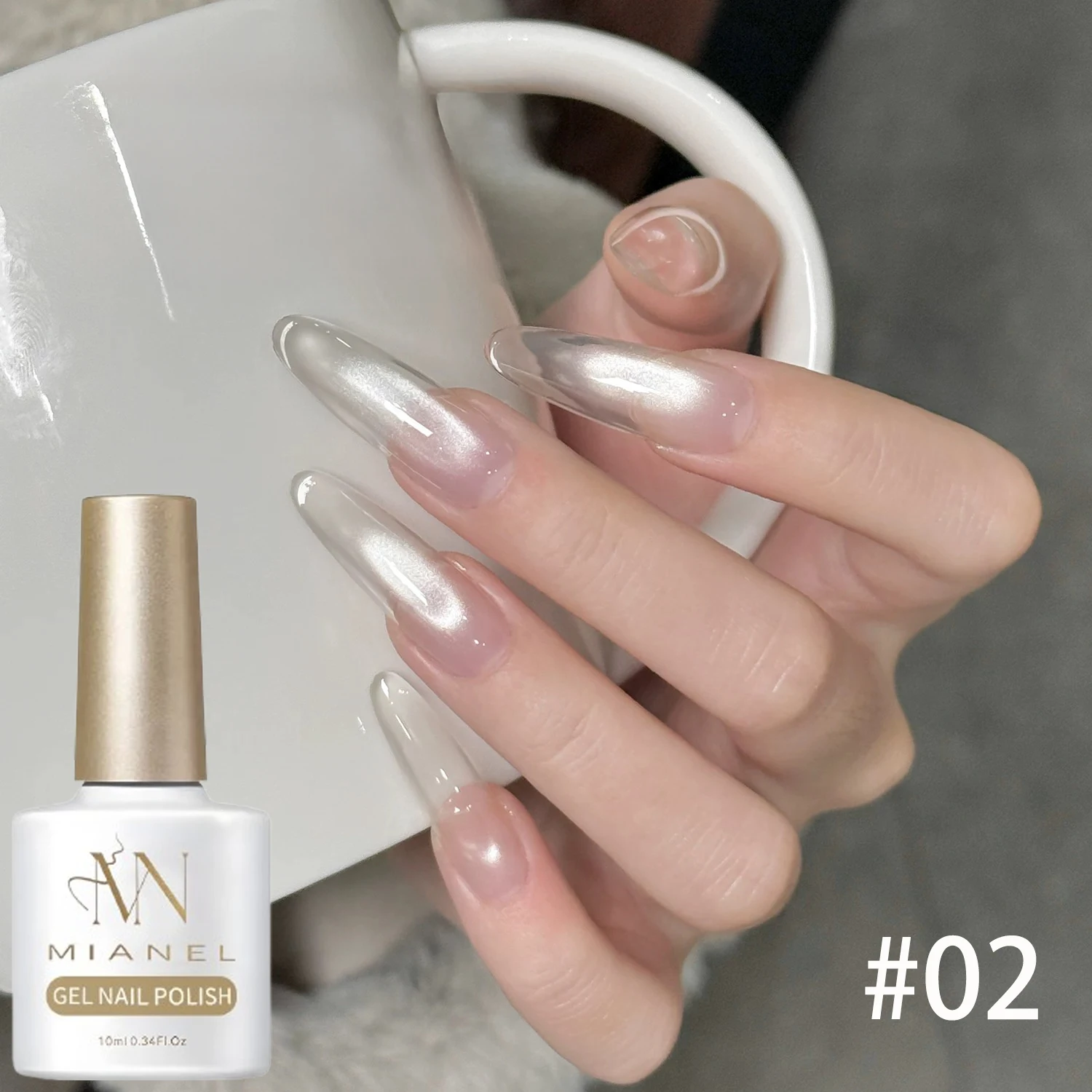 MIANEL 10ML 1-9pcs Ice Transparent White Water Cat Eye Magnetic Gel Nail Polish Universal White Nails Nail Supplies