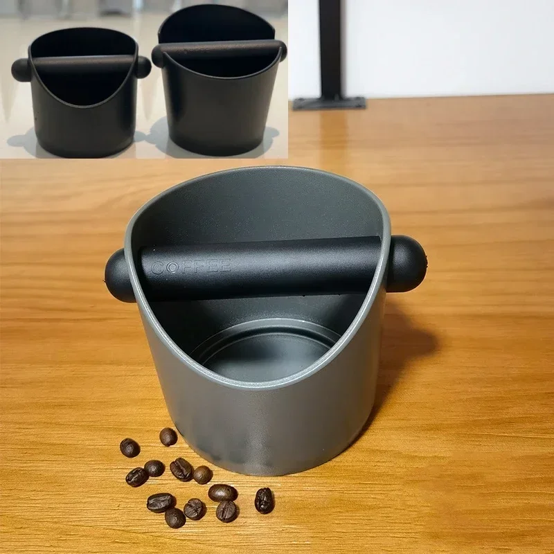 Shock-Absorbent Coffee Knock Box Anti-slip Espresso Oblique Mouth Dump Bucket for Coffee Grounds Bar Coffee Grind Waste Bin