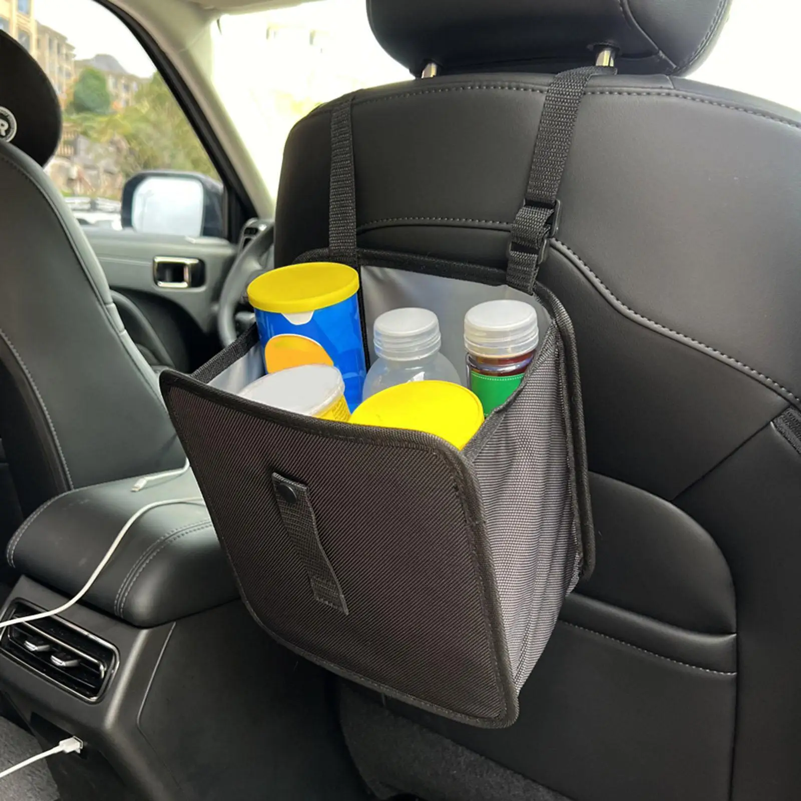 Bolsa de basura colgante para coche, suministros para automóviles, portátil, negro, para viajes al aire libre, multiusos para vehículos, bolsa de almacenamiento de gran capacidad