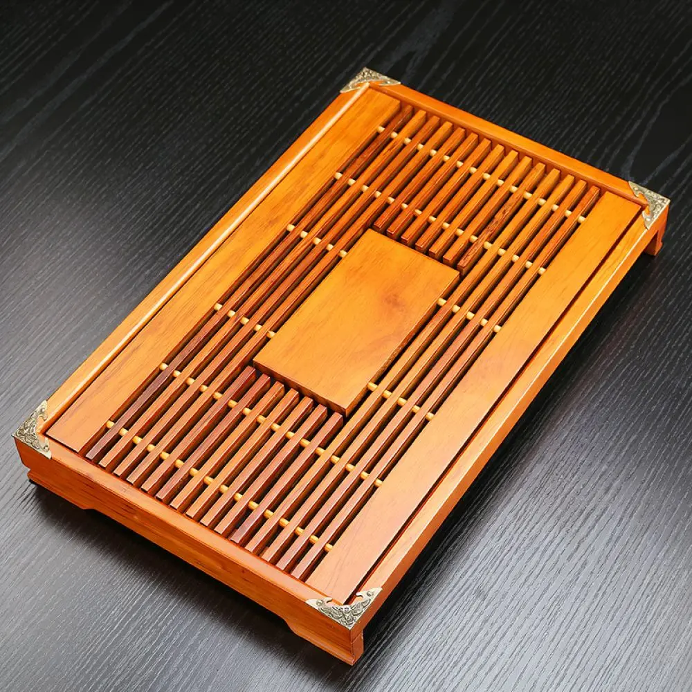 Natural Solid Wood Tea Serving Tray Decorative Drawer Drainage Table Elegant Tea Ceremony Accessory For Home Living