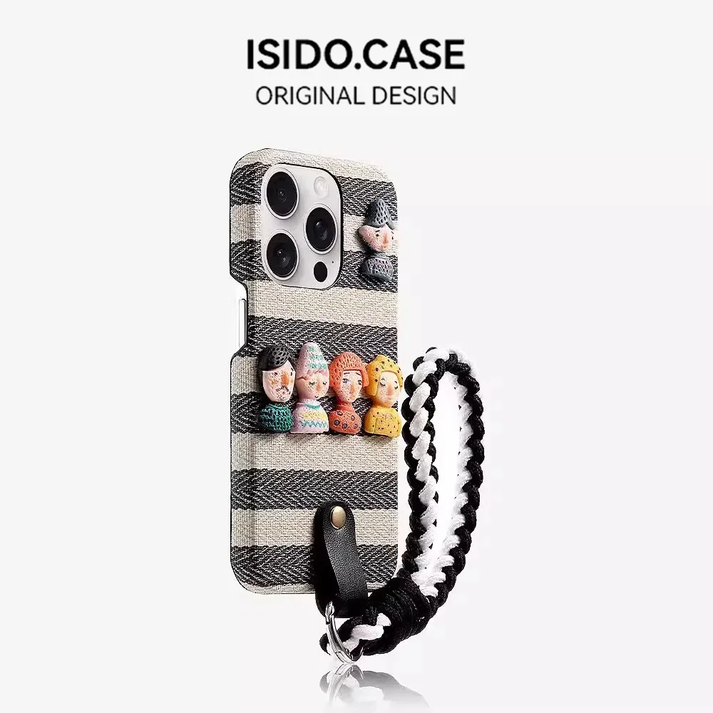 Anti Vibration Phone Case Suitable for IPhone 16 Pro Max IPhone 15 14 13 12 Plus Stripe Element Cover with Strap Hanging Rope