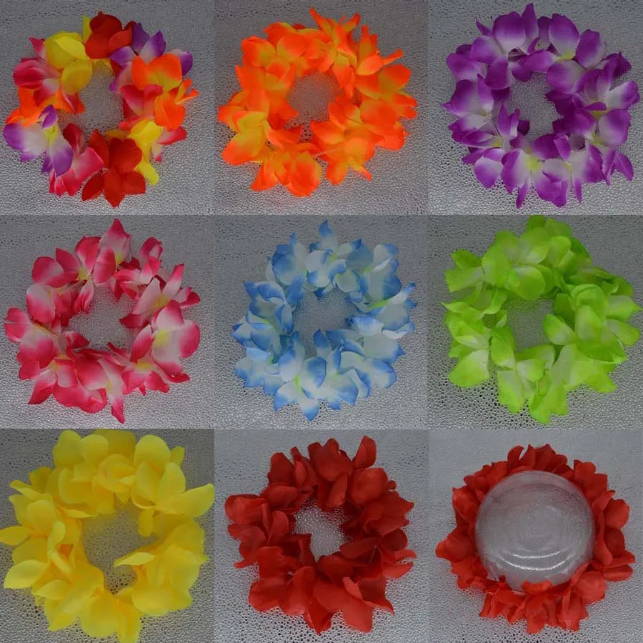 

50pcs Hawaiian Wreaths Headband Tropical Luau Flower Headpiece Leis Thicker Floral Crown for Summer Party Wedding Festival