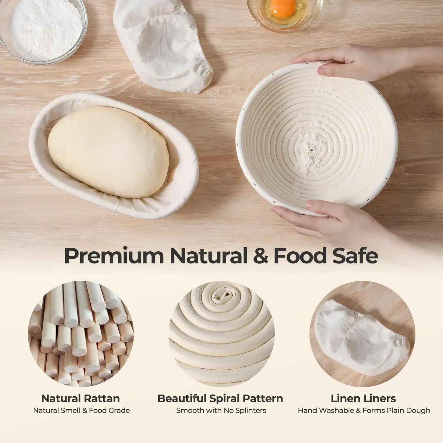 Banneton Bread Proofing Basket Set 9