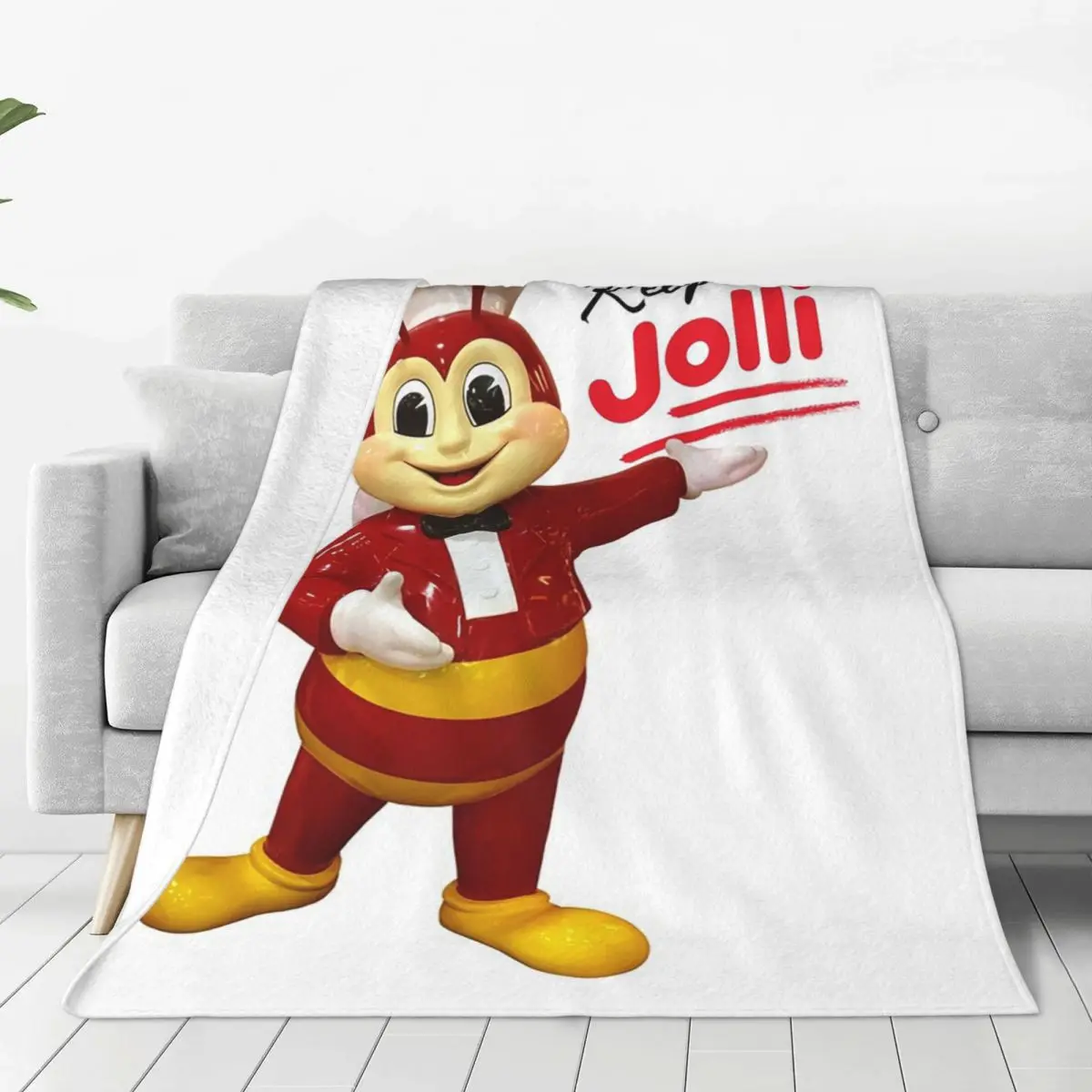 Jollibee Burger Restaurant Mascot Blanket Soft Warm Flannel Throw Blanket Bedding for Bed Living room Picnic Travel Home Couch