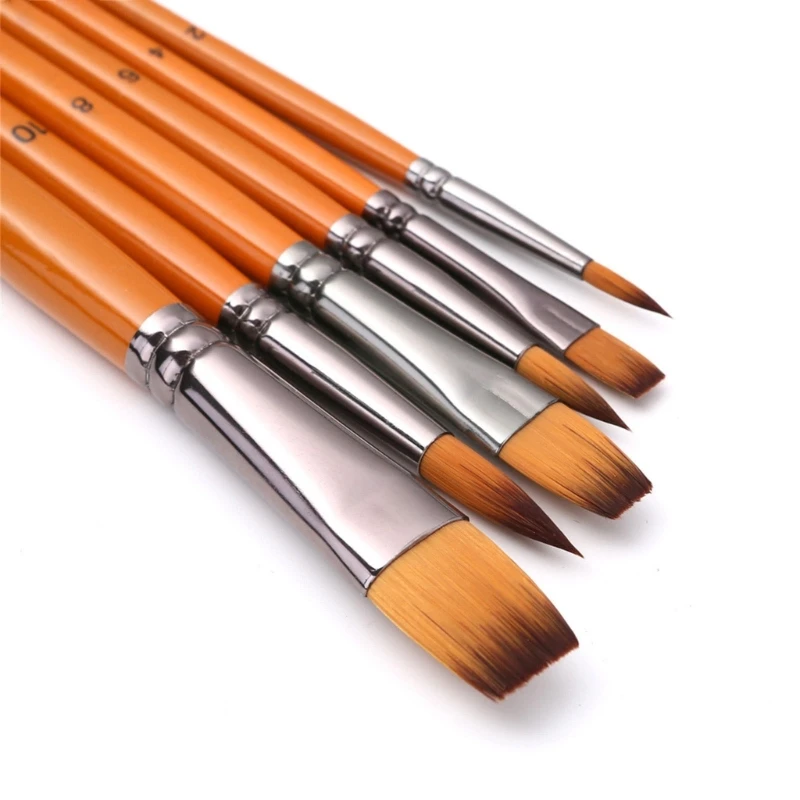 6Pcs Paintbrush Artists Pincel para pintura guache aquarela acrílica