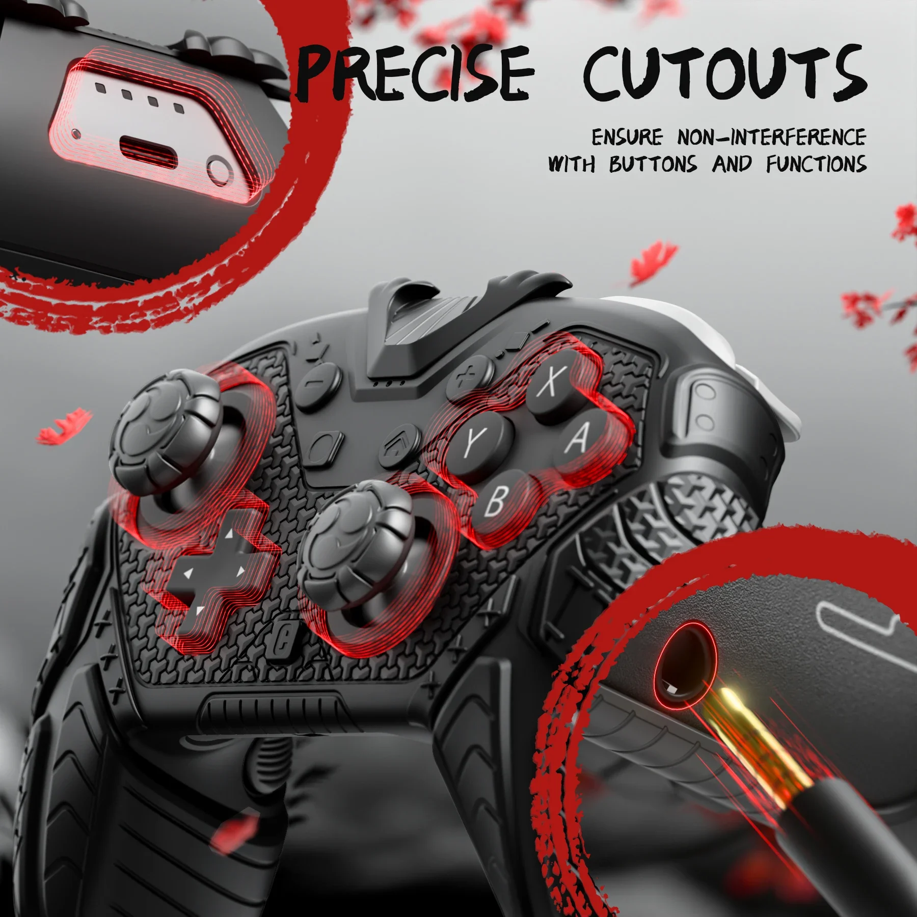 PlayVital for Nintendo Switch 2 Pro Controller Cover – Samurai Armor Edition Silicone Case W/ Back Button Caps & Thumbstick Gift