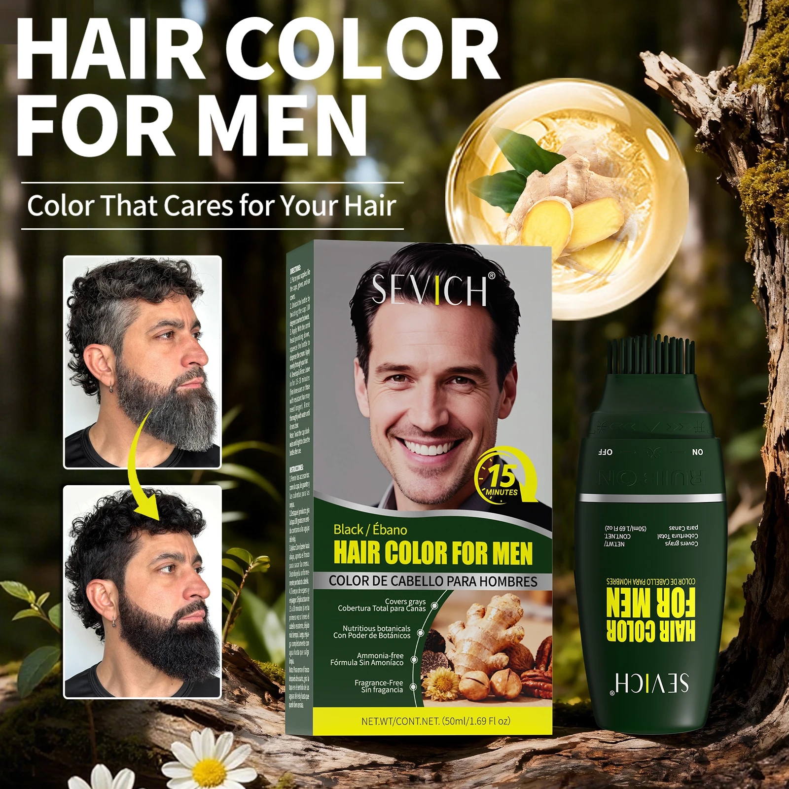 

Men Black Hair Dye Shampoo With Comb Instant Cover Permanent Hair Dye Cream Ginger Hair Coloring Shampoo Black Beard Dye Shampoo