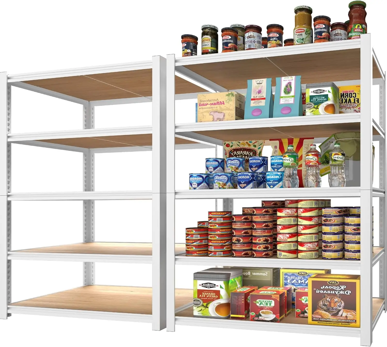 

Prilinex White Laminated Storage Shelves - 35.5" W x 16" D x 71" H 5-Tier Adjustable Heavy Duty Metal Pantry Closet Shelving Uni