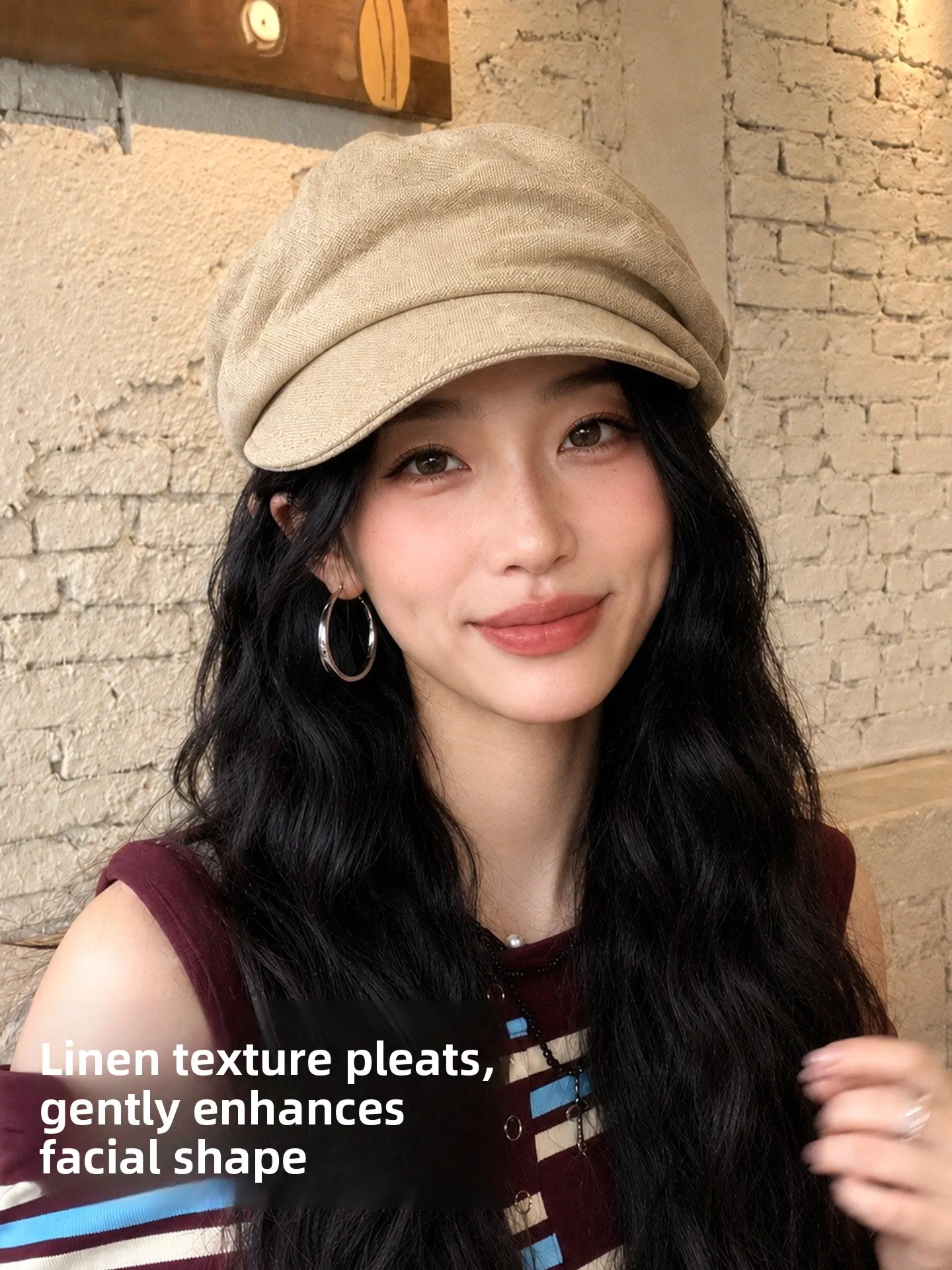 Retro Cloud Beret Hat Women's Spring Autumn Face Slimming Versatile Duckbill Cap Adjustable round Top Casual Style for Couples