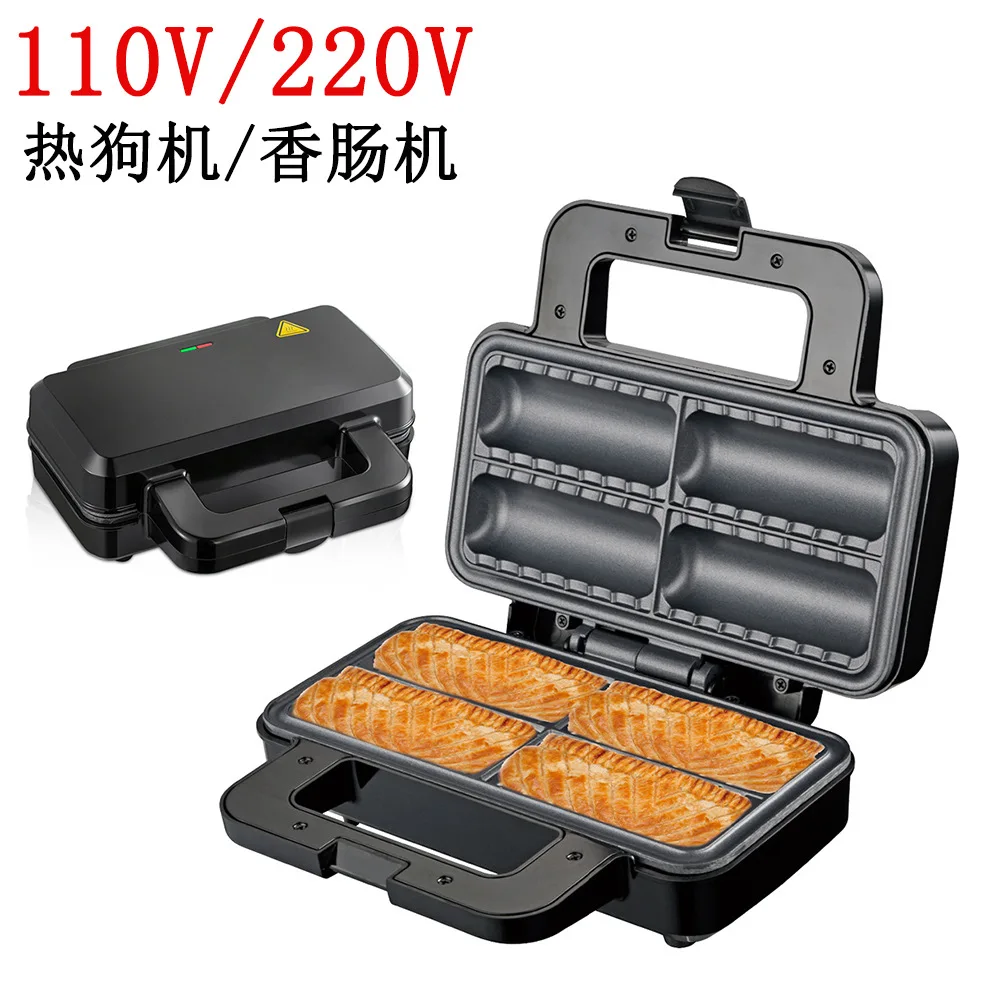 110V Electric Sausage Maker Hot Dog Machine Breakfast Sandwich Waffle Maker for Home