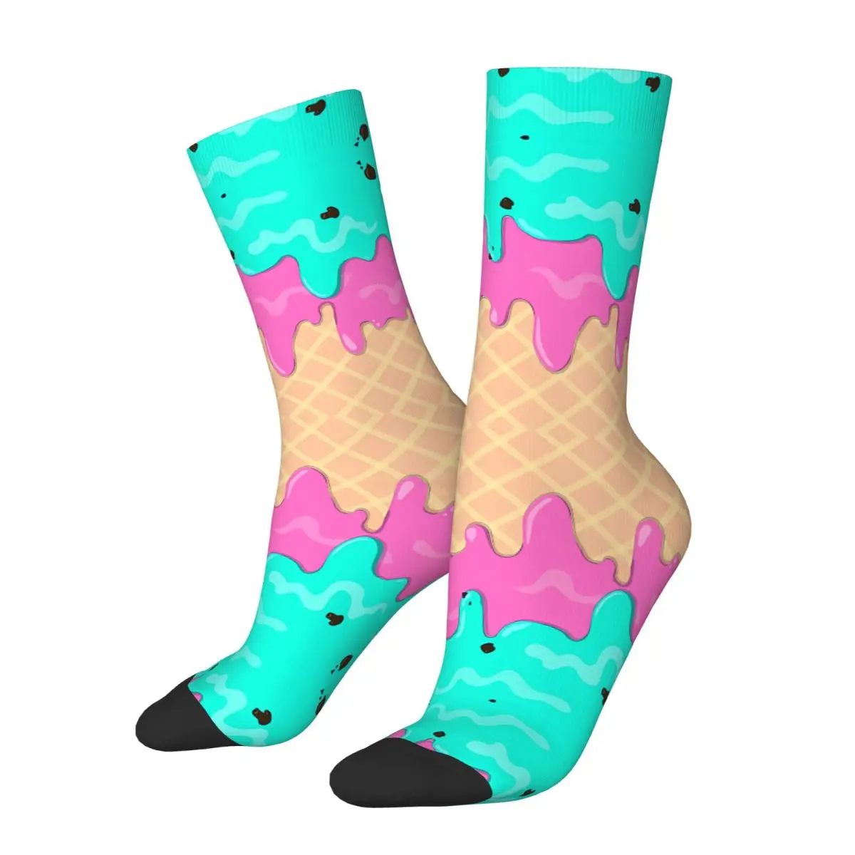 Melted Chocolate Vanilla Ice Cream Sock Printed Man Polyester