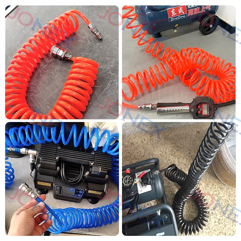 6/9Meters Spiral Compressed Air Hose OD 6mm 8mm 10mm Flexible PU Polyurethane Pneumatic Tube With EU / C(JP) Fitting Select Type