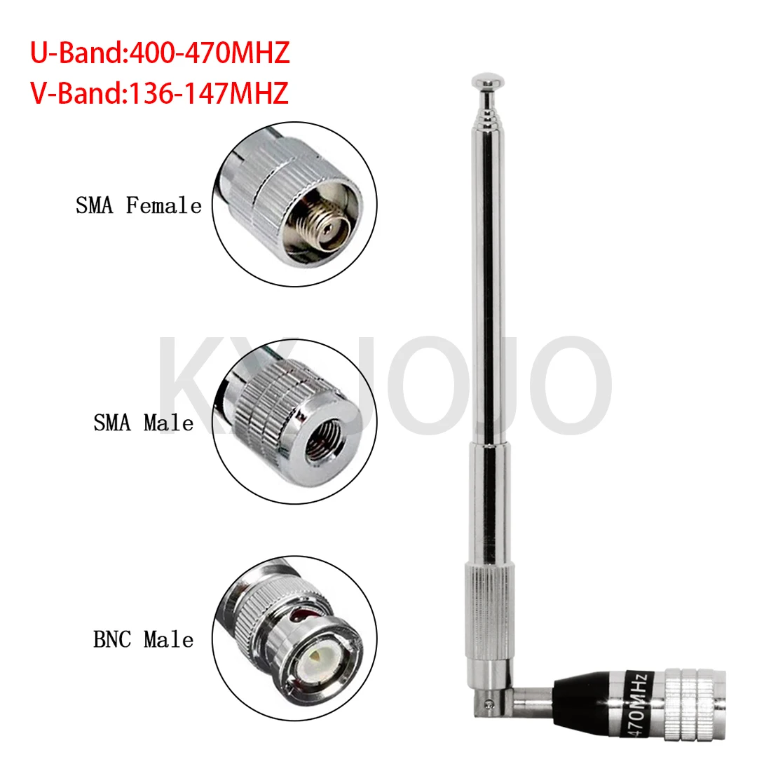 

Telescopic Antenna Handheld Aviation Frequency Rod Antenna 118-136MHz/400-470MHz Aviation Band SMA Male/Female BNC Male