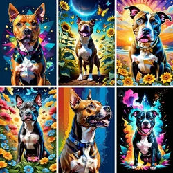 American Staffordshire Terrier Painting Diamond Art Kit,5D Full Drill Diamond Art Dog,Gem Paintings for Adults,Living Room Decor