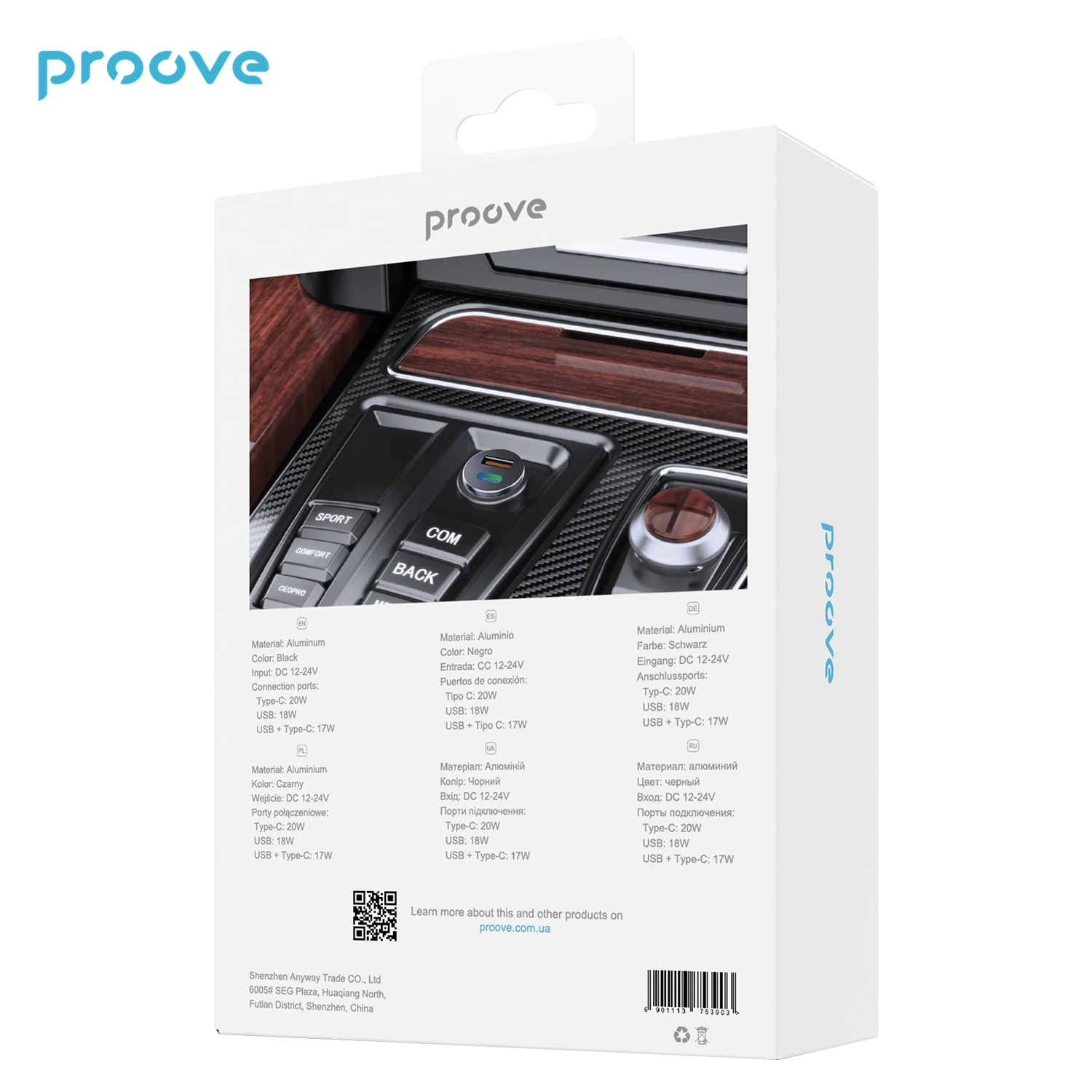 Proove Tiny Power 20W Type-C ricarica rapida USB per telefono cellulare