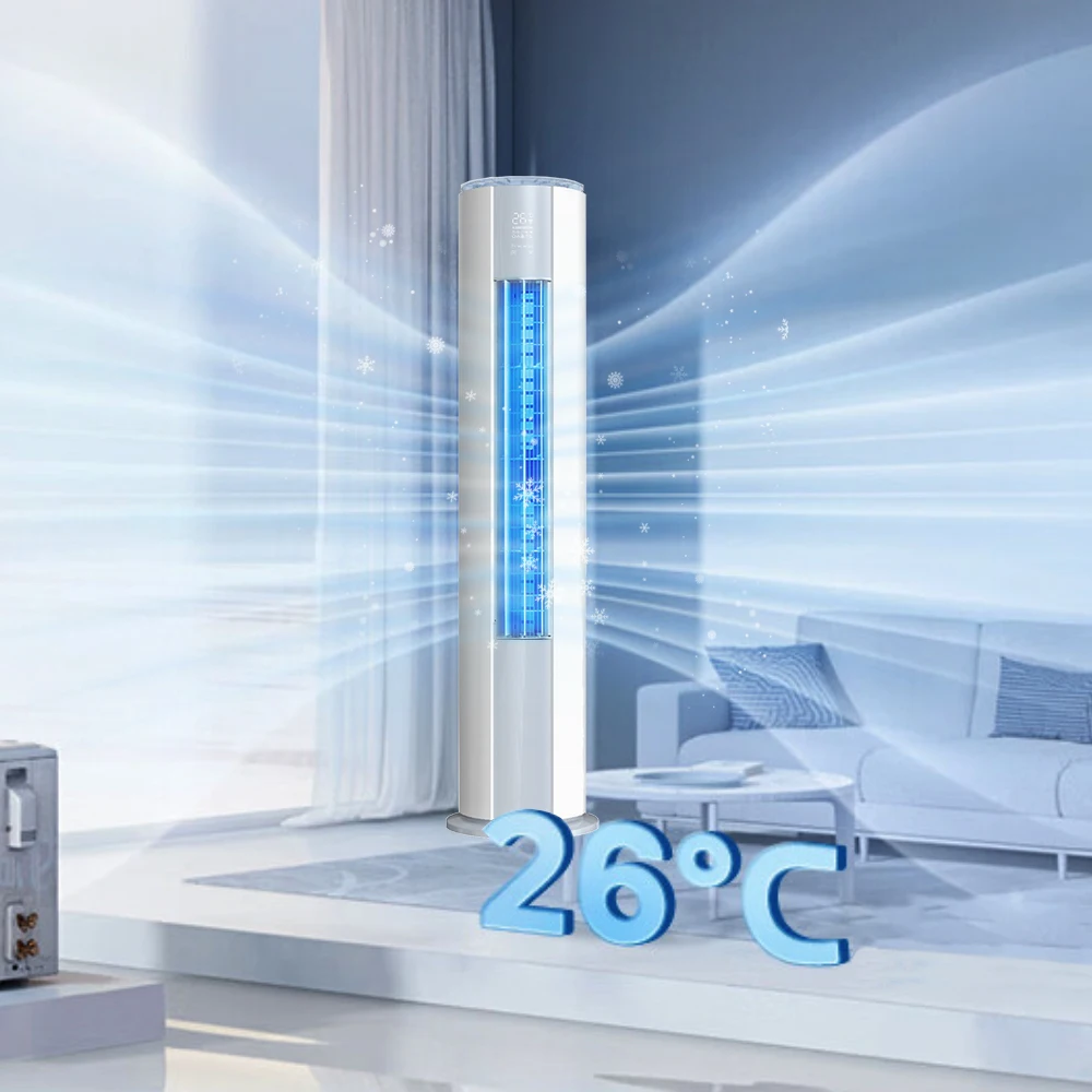 Sistema de Calefacción y Refrigeración de Alta Eficiencia con Aire Acondicionado Inverter de 18000 BTU, Tipo Gabinete Cilíndrico de Pie, Calidad Premium