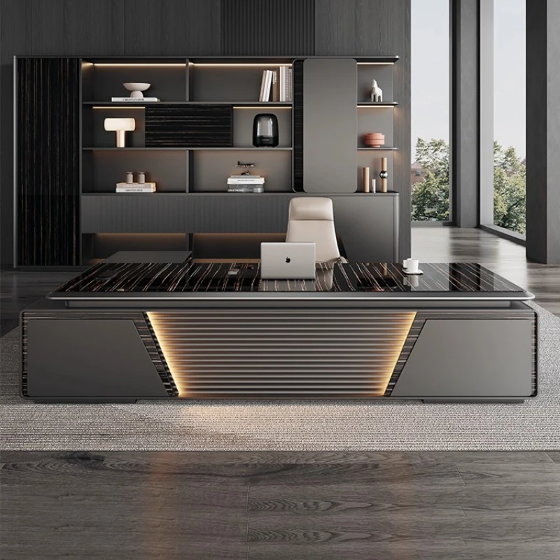 High-end boss office desk simple modern Interior light luxury leadership desk Sedentary Ergonomic mesa para estudiar Furniture