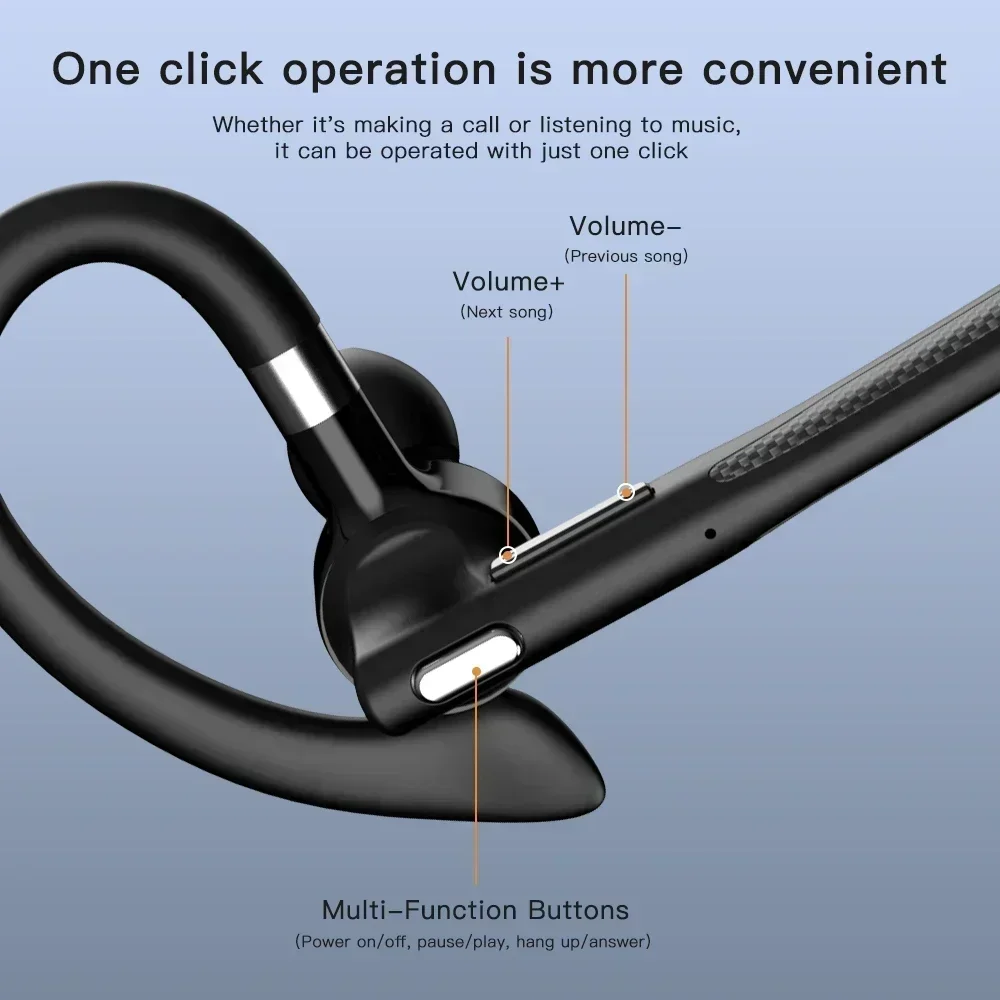 Bluetooth Earphones 5.4 Headphones Stereo Handsfree Noise Canceling Wireless Business Headset With Dual- Mic for Trucker/Driver