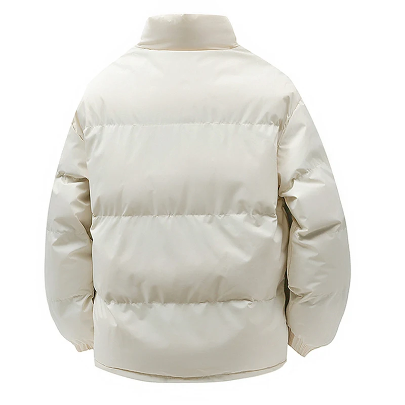 Nova cor sólida com capuz gola masculina windbreak algodão acolchoado jaqueta quente grosso parka inverno casual outwear parkas