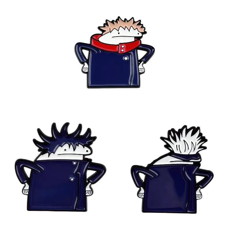 3Pcs Jujutsu Kaisen Enamel Pins Yuji Megumi Gojo Funny Meme Brooches Anime Badges for Backpack Lapel Fans Jewelry Gift
