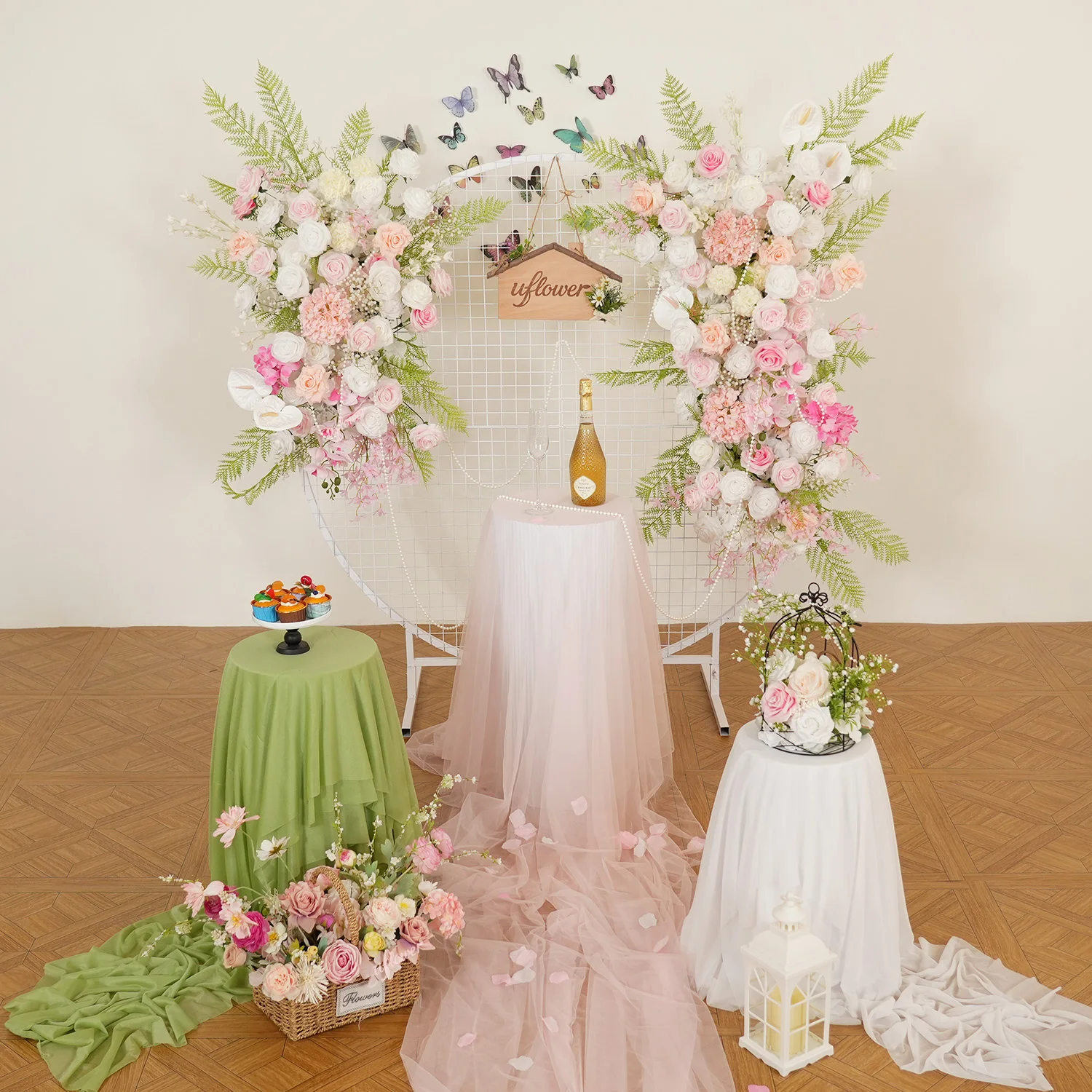 

Wedding Props Artificial White Pink Green Leaf Flower for Wedding Arch Decor Flower Row Arrangement Table Floral Wedding Arch