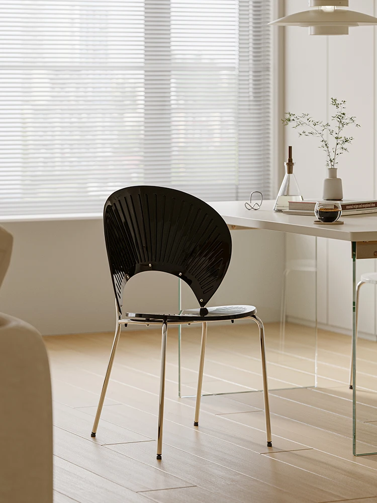 Nordic Modern Dining Chair - Transparent Backrest Creative Study Desk Chair, Colorful Plastic Design for Home/Office