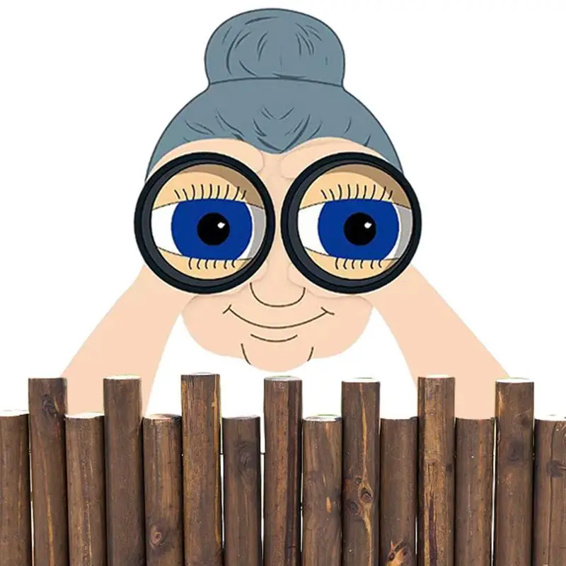 

Door Cute Elderly Nosy Old Man And Lady Yard Sign Decoration Binocular Spying Fence Peeker Yard Art Garden Decor Gift For yard