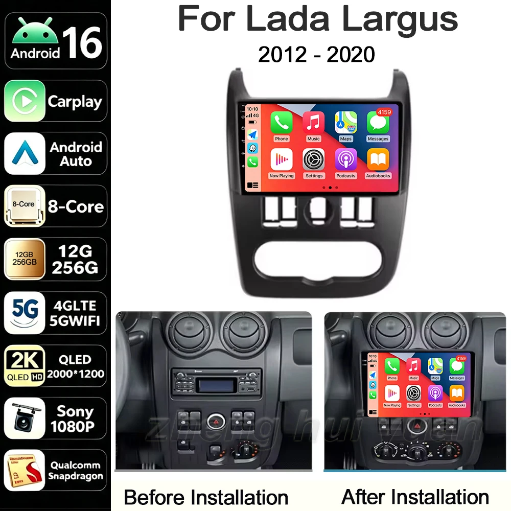 Android 16 Car Radio For LADA Largus 2012 - 2021 Multimedia Video Player Navigation Stereo GPS 4G Carplay Auto BT5.4 RDS