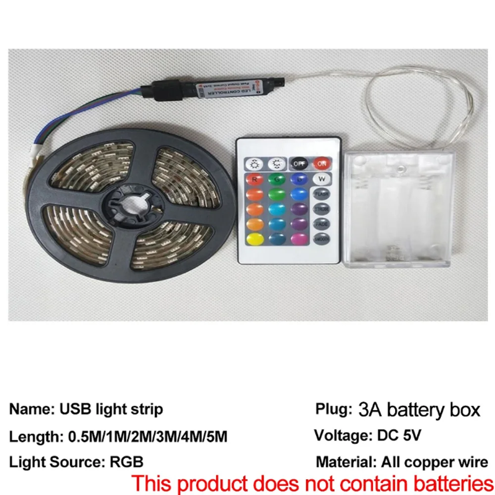 5V RGB LED Strip Light 5050 SMD flexible color strip lamp Waterproof DIY TV Background Lighting room vanity computer  Decoration