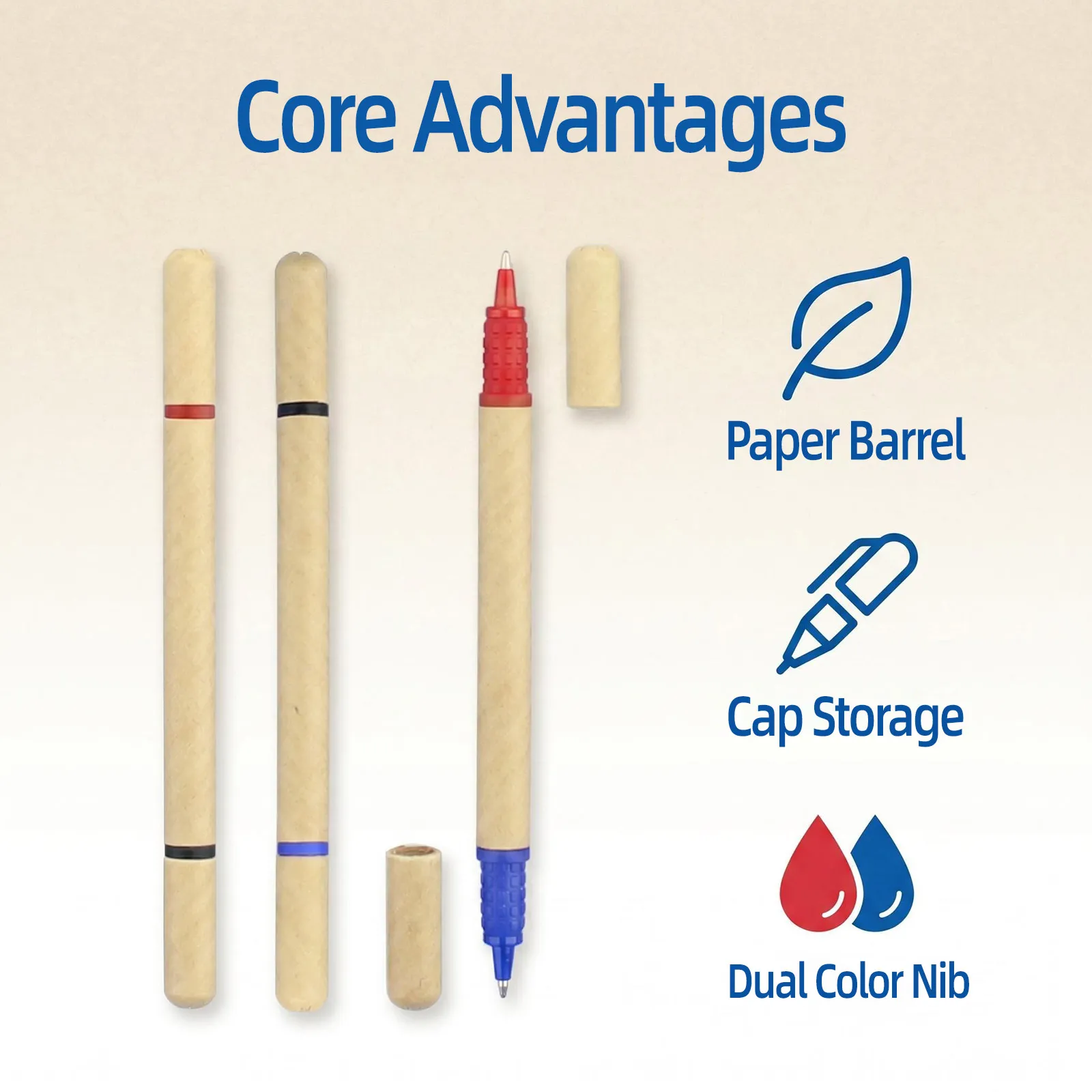 100pcs Dual Refill Customize Eco Ball Pen Logo Gift Recycle Paper Ballpoint Pens Promotion Advertise Giveaway Print Business Lot