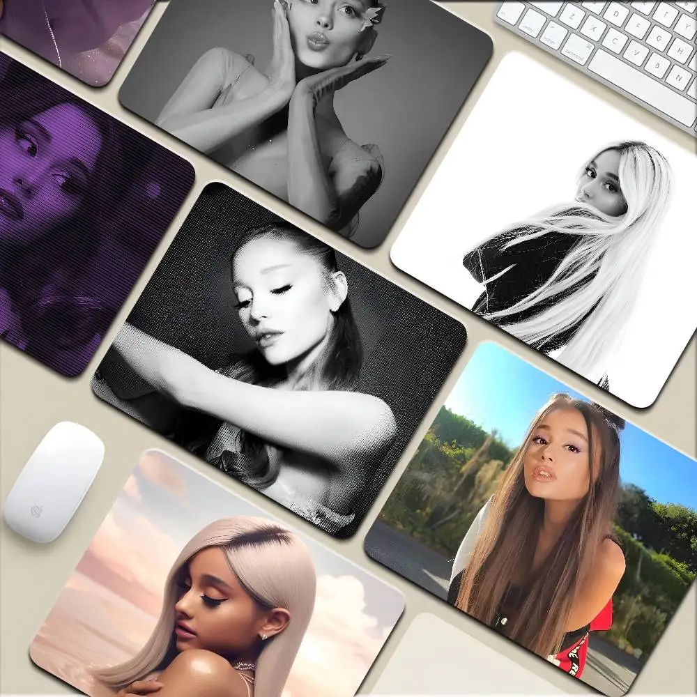 A-Ariana GrandeS Mousepad Small LockEdge Mouse Pad For Gamers Computer Desk Pad Rectangular Anti-slip Rubber