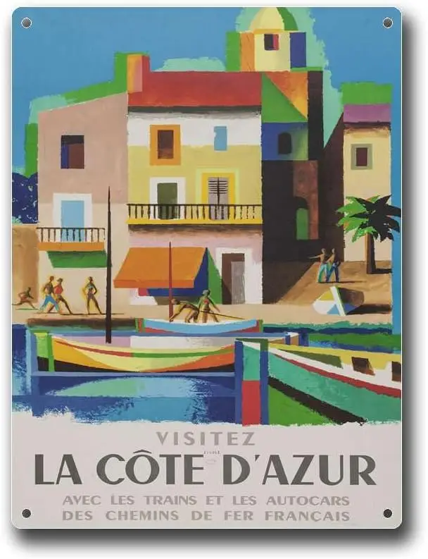Tin Signs Cote Dazur French Riviera Wall Decor Vintage Travel Metal  Sign-aluminum sign