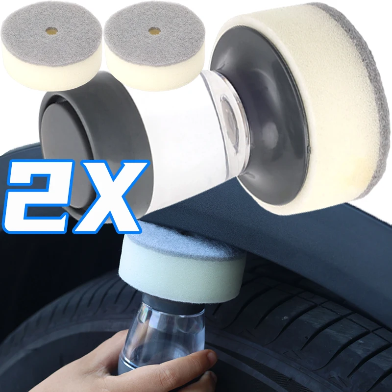 Car Polishing Tire Shine Detailing Cleaning Reusable Waxing Sponge Applicator High Density Foam Pad Plastic Handle Auto Tools