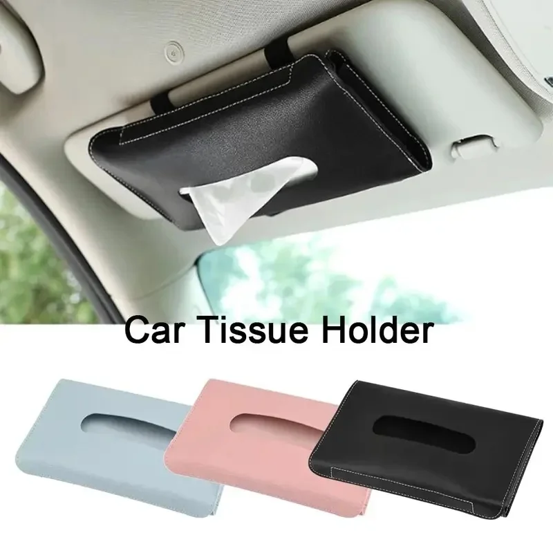 1/2/3pcs Convenient PU Leather Car Tissue Holder Soft Universal Car Tissue Box Creative Elegant Sun Visor Attachment Vehicle Use