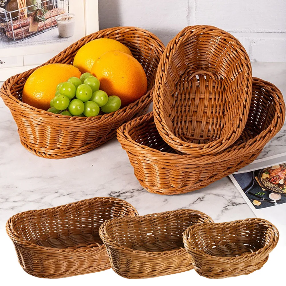 

1PC Imitation Rattan Yuanbao-Shaped Fruit Plate Creative Household Storage Baskets Picnic Snacks Sundry Baskets Dried Fruit Tray