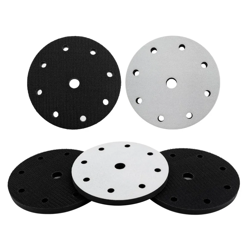 

5 Pack 6 Inch Orbital Sander Foam Pad Interface Pad with 9 Holes Foam Sanding Pads Hook and Loop