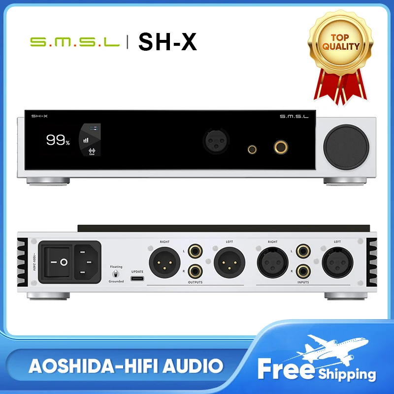 SMSL SH-X Headphone Amplifier High Power Headphone AMP 3Gains Switchable High-End Preamplifier Output 6.35mm/4.4mm Earphone Port