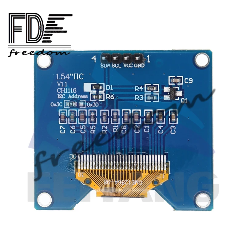 1.54 بوصة 4PIN أبيض أزرق شاشة OLED وحدة FDF SSD1309 محرك IC متوافق مع واجهة CH1116 SPI 128*64