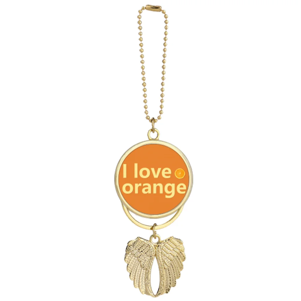 I Love Fruit Orange Art Deco Fashion Car Keychain Angel Wing Pendant