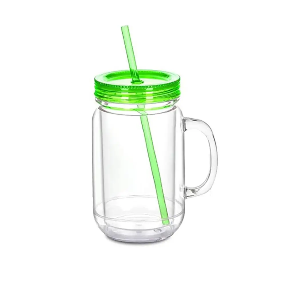 NEW 20 Oz Capacity Snowglobe Tumbler Pre Drilled Hole Double Wall Plastic Mason Jars Clear Snow Globe Cups Gift