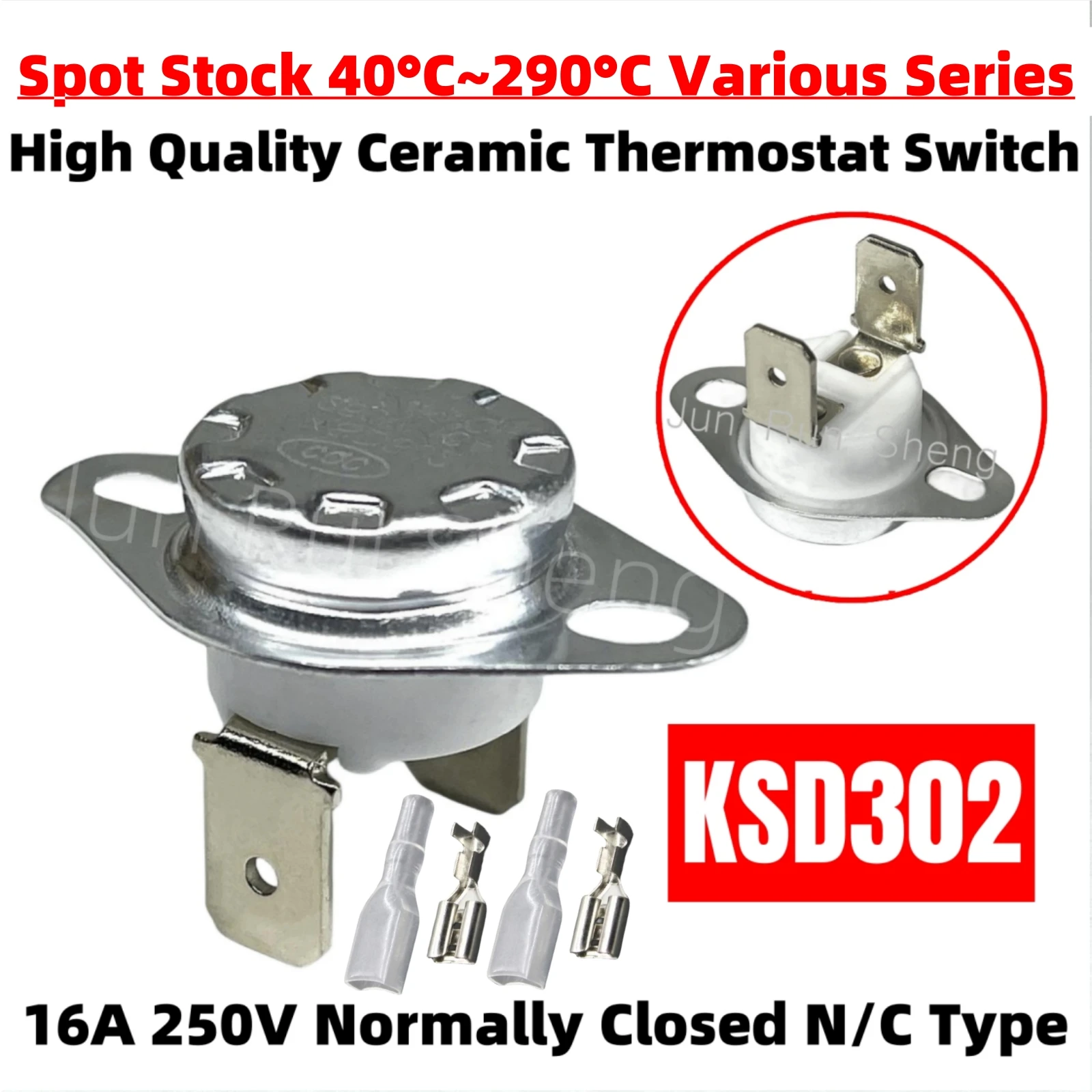 Bimetal Thermostat Switch Kit KSD302 KSD301 Normally Closed NC 40C~290C Temperature Controller 16A 250V Thermal Protector Sensor