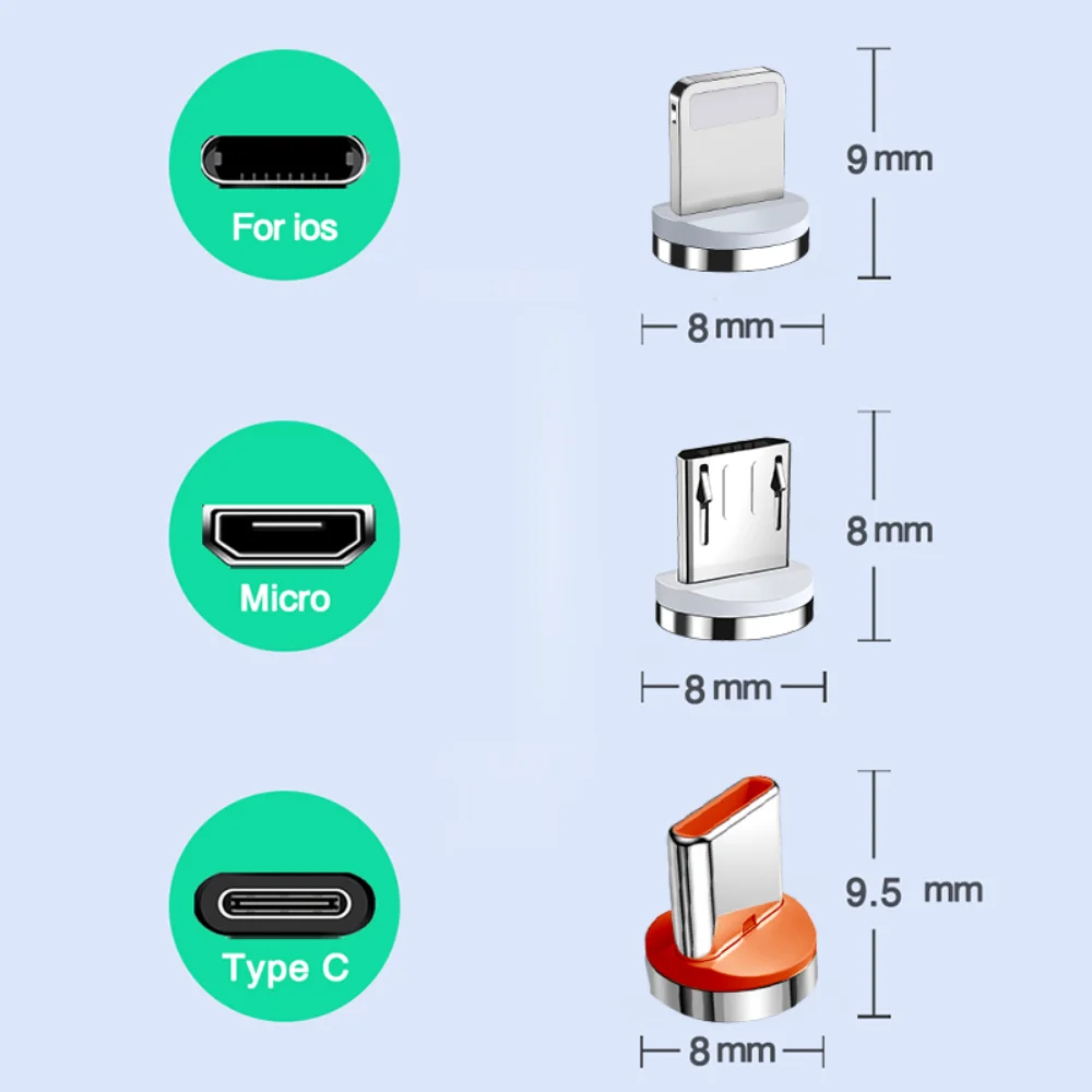 NNBILI 6A Round Magnetic Plug for Huawei Honor 3A USB Type C Magnet Tips Fast Charging Adapter for iPhone Samsung Xiaomi Oneplus