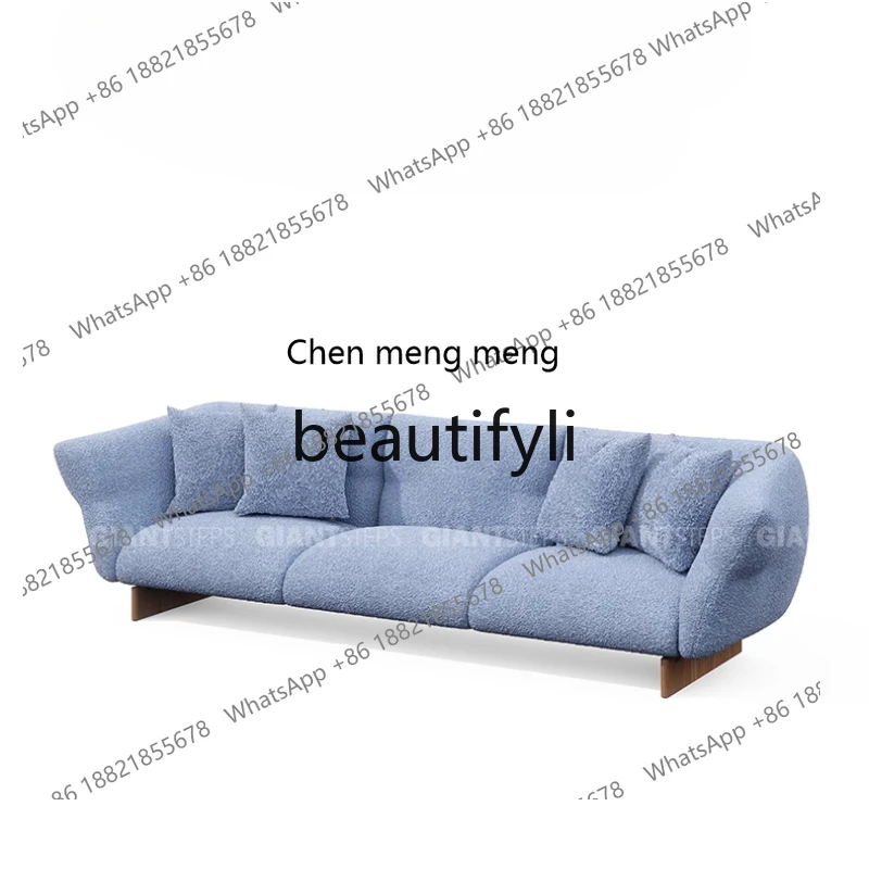 

Italian minimalist small apartment living room three-person straight row sofa, designer four-person one-character sofa H